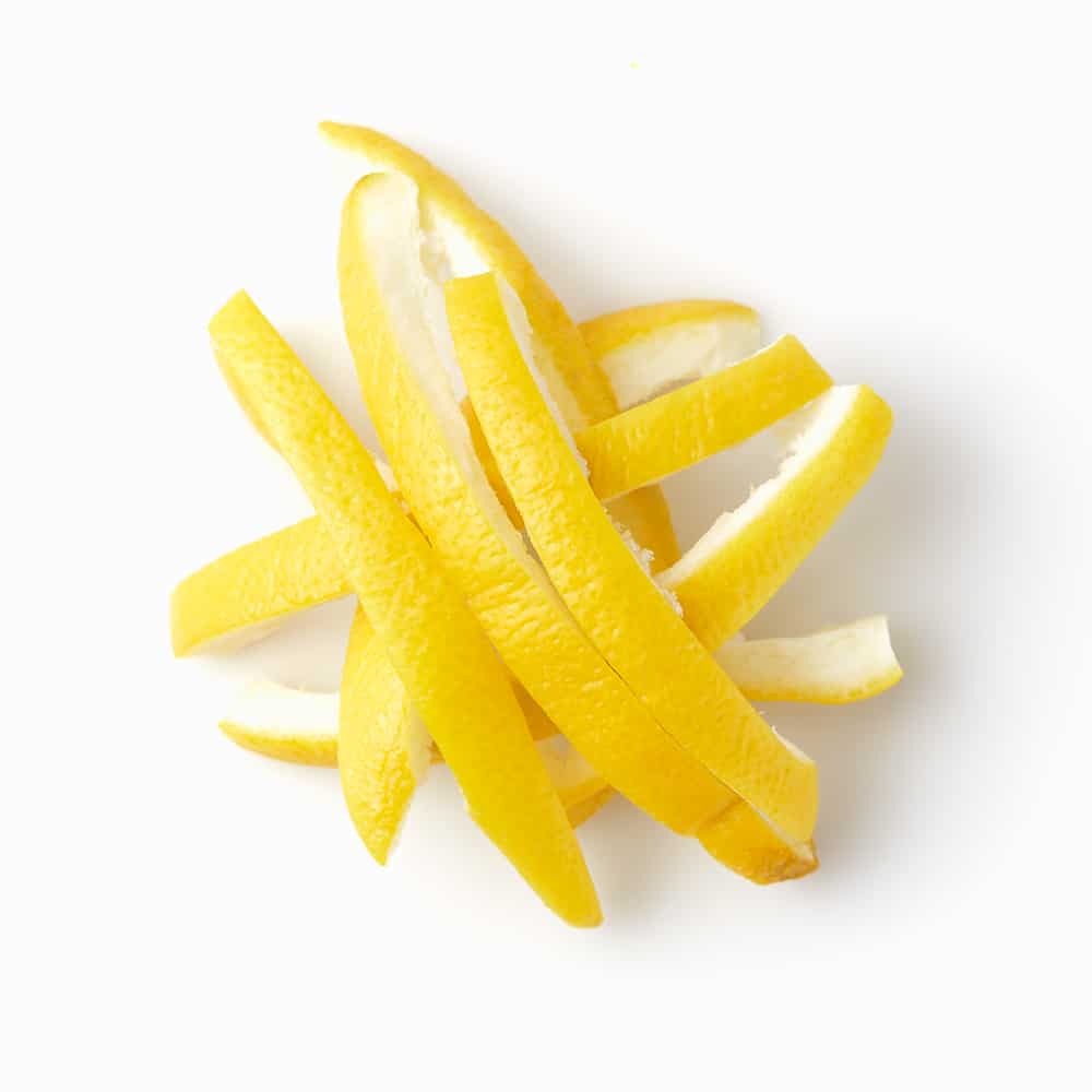 Zitronenschalen Streifen gefrorene Zitronenschale Citrus Zitronenschalenstreifen frisch
